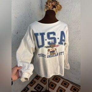 Vintage Americana USA Cotton White Sweatshirt Size Large